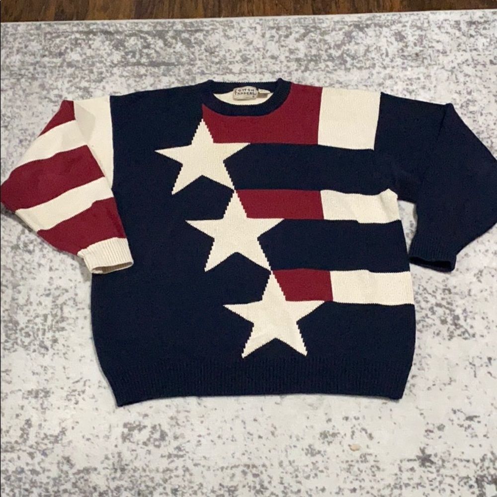 VTG Cotton Traders Stars and Stripes sweater EUC
